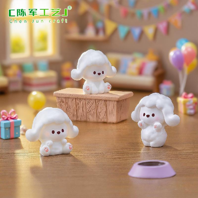Tiểu cảnh chó poodle DIY, phụ kiện treo tiểu cảnh mini xe bàn thu nhỏ cute (ZC-879)