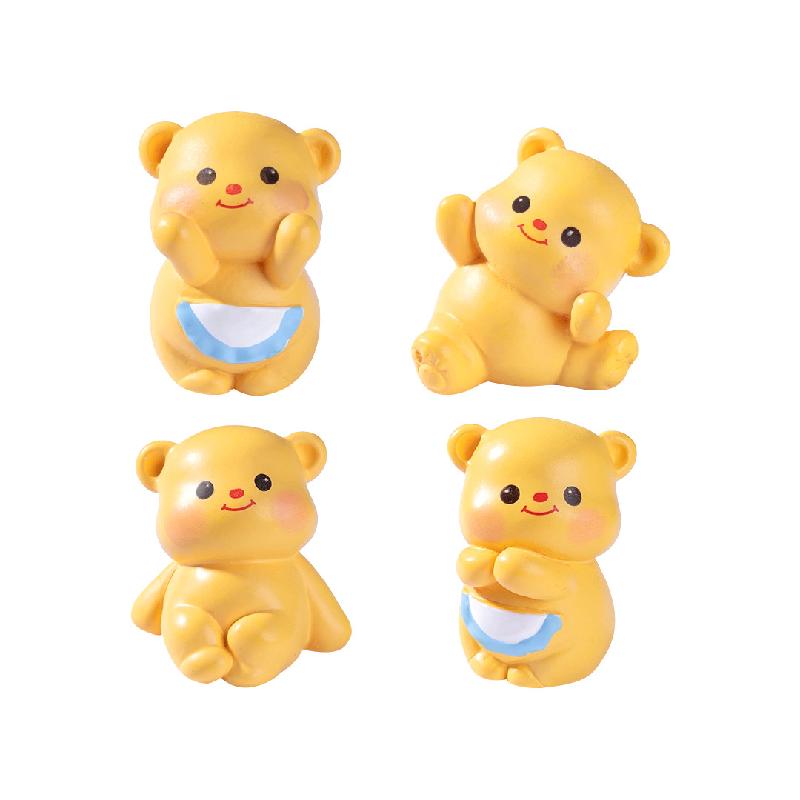 微景观创意可爱黄色小熊公仔 DIY装饰品挂配件迷你车载桌面小摆件