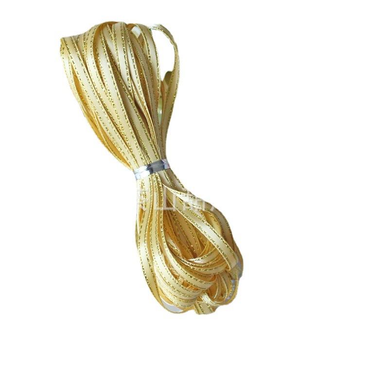 Ruy băng satin viền vàng 3mm - dây ruy băng mảnh cho DIY, làm phụ kiện tóc, bánh ngọt, hoa và gói quà. Lý tưởng cho các dự án thủ công và trang trí.