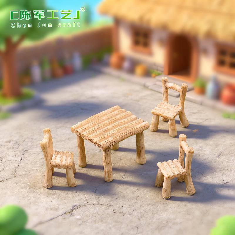 Tiểu cảnh bàn ghế vuông, phụ kiện trang trí cây cảnh mini (ZC-172)