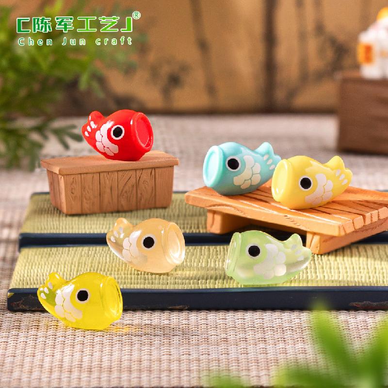 跨境微景观创意日式夜光鲤鱼旗娃娃屋 DIY装饰品挂配件迷你小摆件