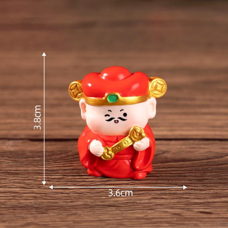 微景观创意新年五路财神爷 DIY装饰品盲袋配件迷你车载桌面小摆件