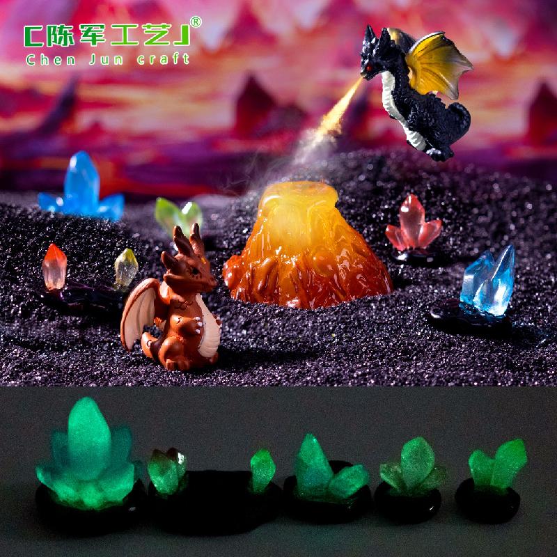 跨境外贸微景观创意夜光水晶喷火龙公仔 DIY装饰品配件迷你小摆件
