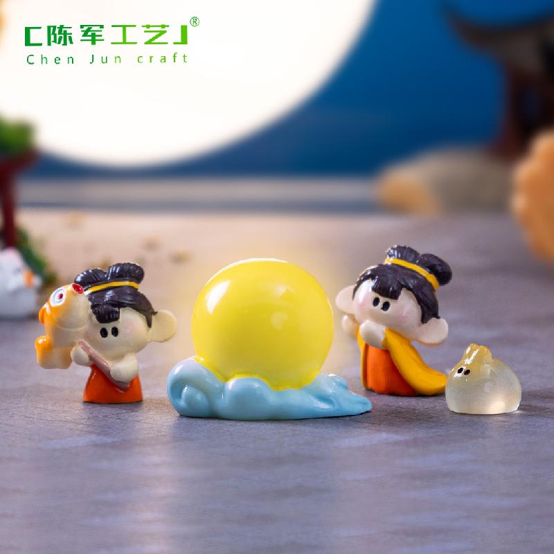 微景观创意小嫦娥兔子中秋节日造景 DIY装饰品配件微缩迷你小摆件