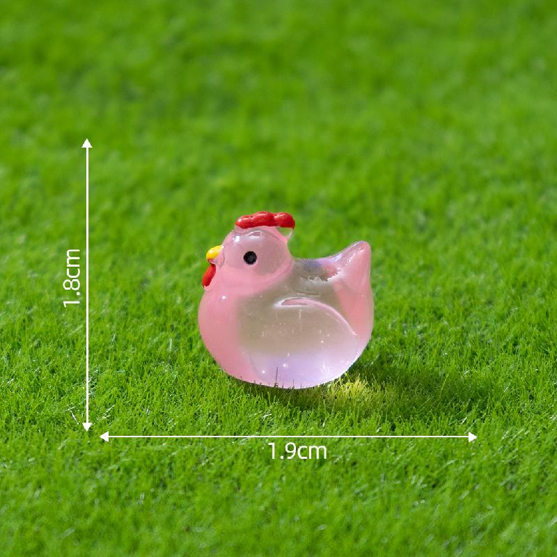 微景观创意夜光小公鸡萌粒公仔园艺造景 DIY装饰品配件迷你小摆件