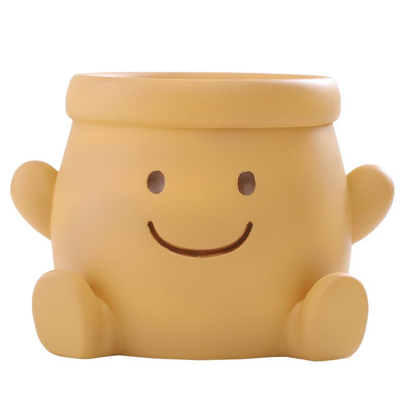 Chậu cây mọng nước mặt cười resin, chậu mini để bàn, trang trí sân vườn và ban công (RG-75)