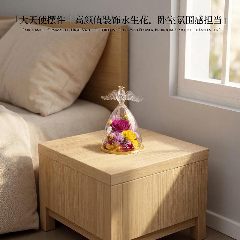 Tượng thiên thần hoa vĩnh cửu đèn trang trí quà sinh nhật (HK-81)