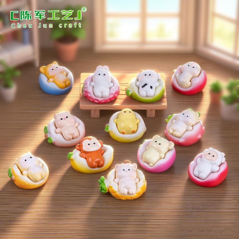 微景观创意躺平十二生肖沙发萌粒公仔 DIY装饰品挂配件迷你小摆件