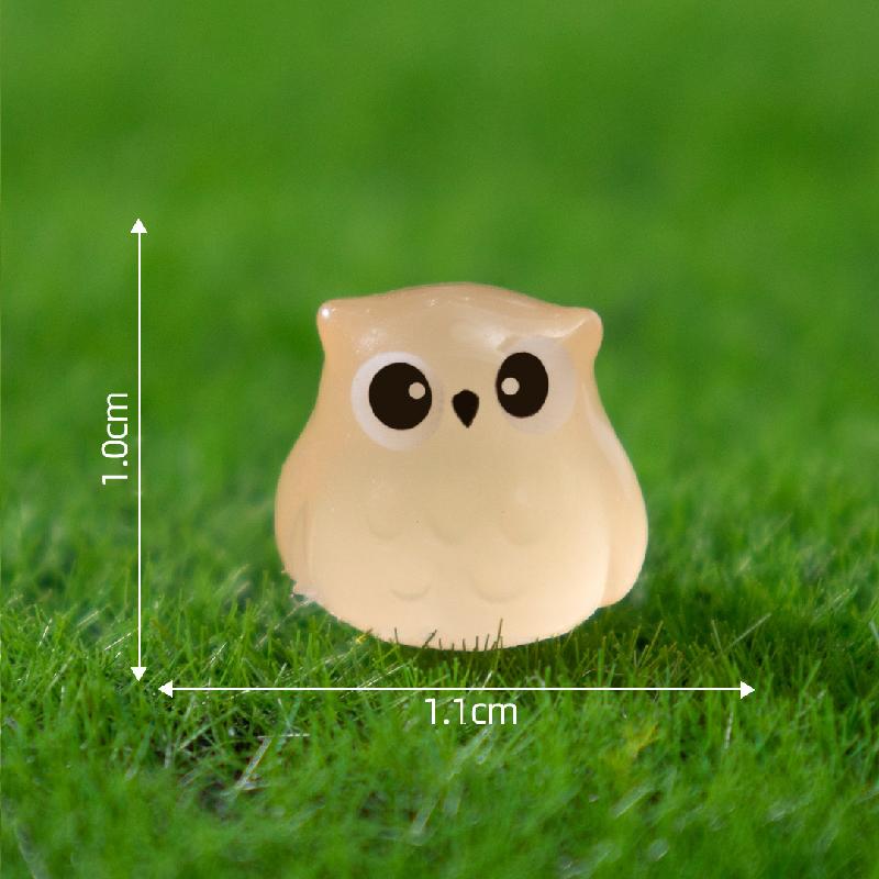 跨境微景观创意夜光小猫头鹰萌粒公仔 DIY装饰品挂配件迷你小摆件