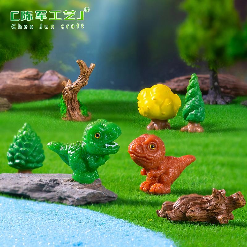 跨境新品微景观创意写实恐龙树桩园艺造景 DIY装饰配件迷你小摆件