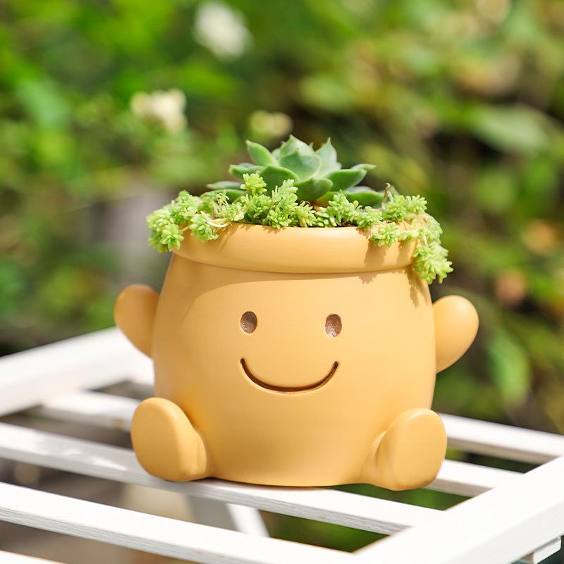 Bộ chậu cây mọng nước thú cưng hoạt hình resin, chậu mini trang trí ban công và sân vườn (RG-192)