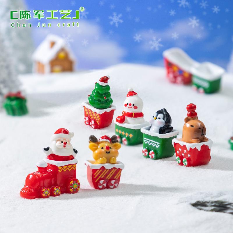 跨境新品圣诞雪人小鹿萌粒雪地造景 DIY装饰品配件迷你桌面小摆件
