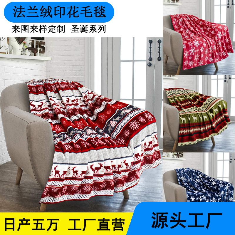 Mền Giáng Sinh 2024 - Lông nhung in hình tuần lộc và bông tuyết, ấm áp cho mùa đông, trang trí sofa và bảo quản nhiệt, có thể theo yêu cầu thiết kế.