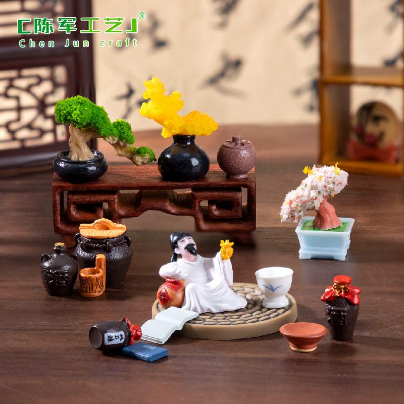 微景观创意仿真桃花酿黄酒酒具娃屋 DIY装饰品配件迷你微缩小摆件