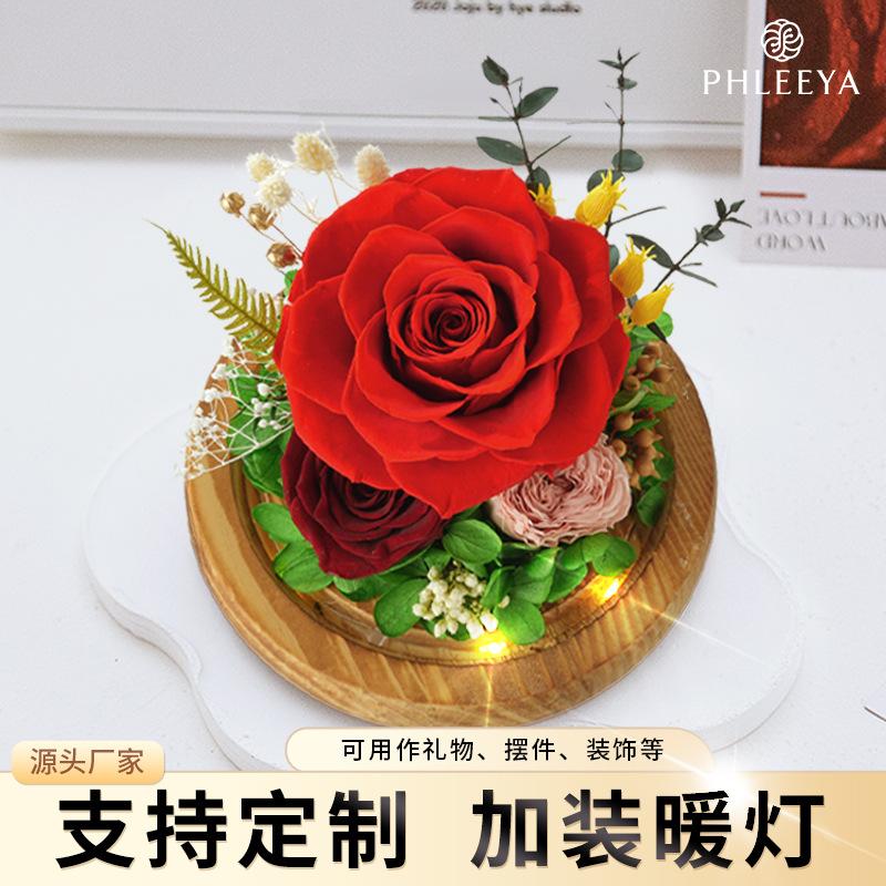 Hoa hồng vĩnh cửu lồng kính quả cầu vũ trụ quà Valentine (HK-113)