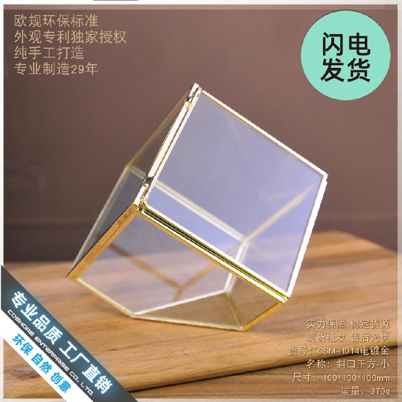 Nhà kính vàng nghiêng vuông, hộp quà cao cấp (DG-178)