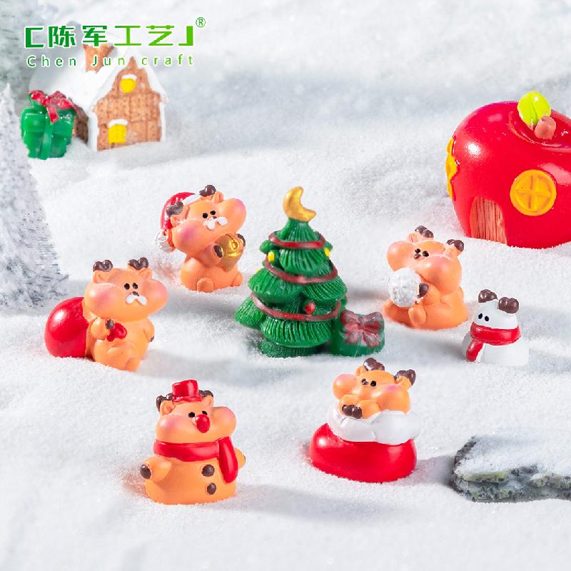 微景观创意圣诞小麋鹿雪地造景 DIY装饰品配件迷你车载桌面小摆件