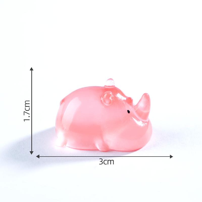 跨境新品微景观创意夜光小犀牛公仔动物 DIY装饰品配件迷你小摆件