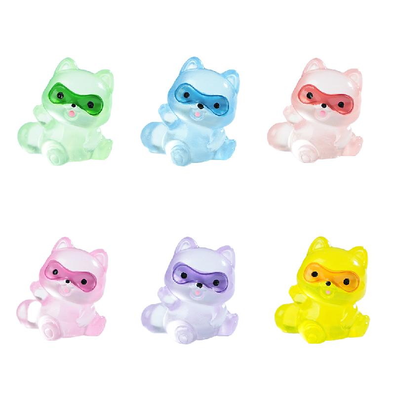 微景观创意夜光小浣熊园艺造景 DIY装饰配件迷你汽车载桌面小摆件