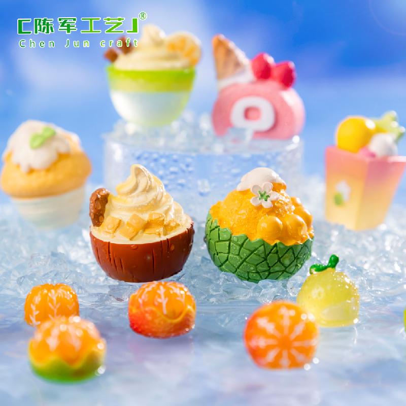 Kem ice cream giả bằng kem nhựa - phụ kiện trang trí 3D, mô hình mini bằng resin (ZC-1416)