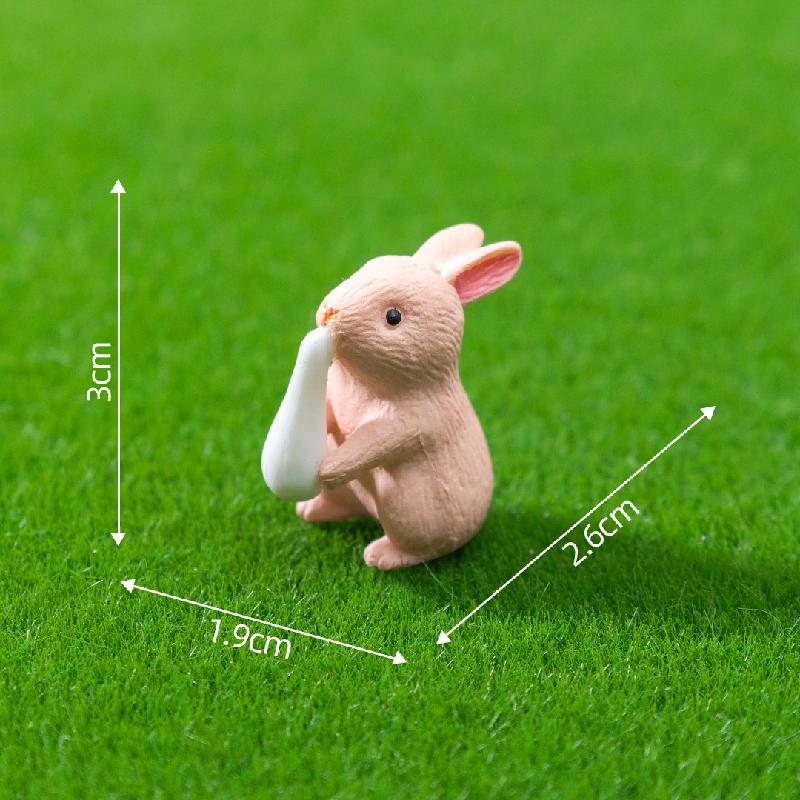 Tiểu cảnh thỏ màu hồng và trắng, phụ kiện trang trí cây cảnh mini (ZC-609)