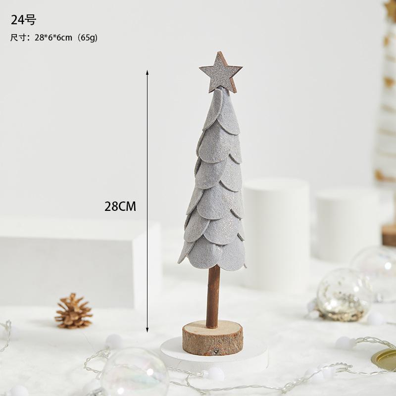 Đồ trang trí Giáng Sinh phong cách Bắc Âu - gỗ và len, bao gồm tuần lộc, ông già Noel, cây thông. Hoàn hảo cho trang trí bàn và không gian Giáng Sinh.
