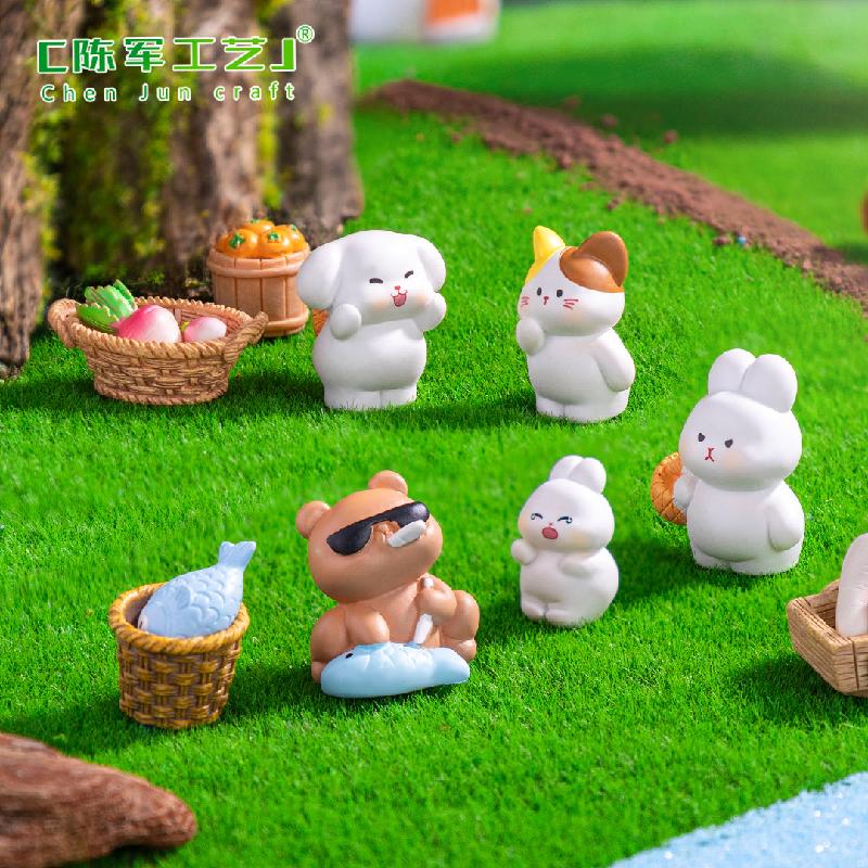 微景观创意可爱小动物菜市场公仔 DIY装饰品挂配件迷你桌面小摆件