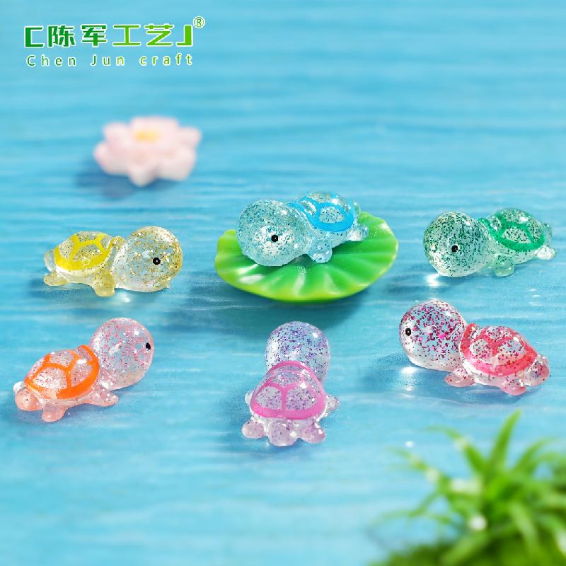跨境新品微景观创意细闪动物乌龟蝾螈 DIY装饰配件迷你树脂小摆件