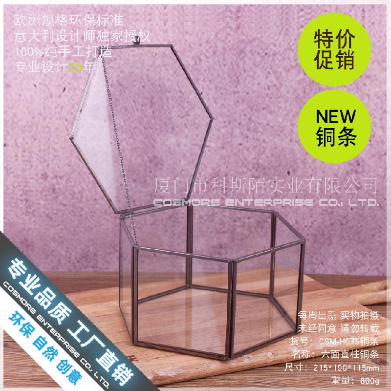 Nhà kính 6 mặt viền đồng, tiểu cảnh rêu (DG-185)