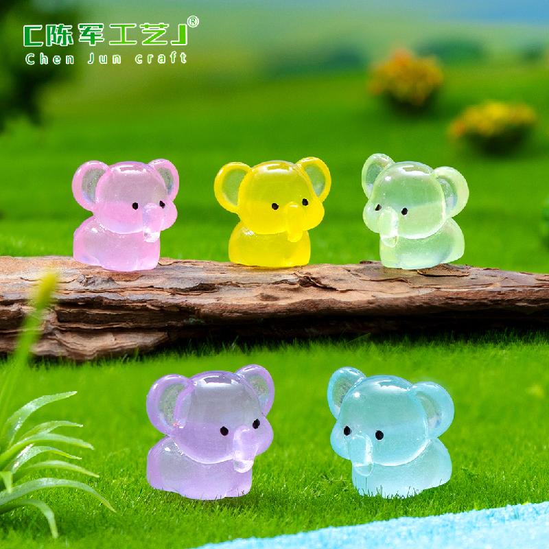 微景观创意夜光小象萌粒园艺造景 DIY装饰品挂配件迷你树脂小摆件