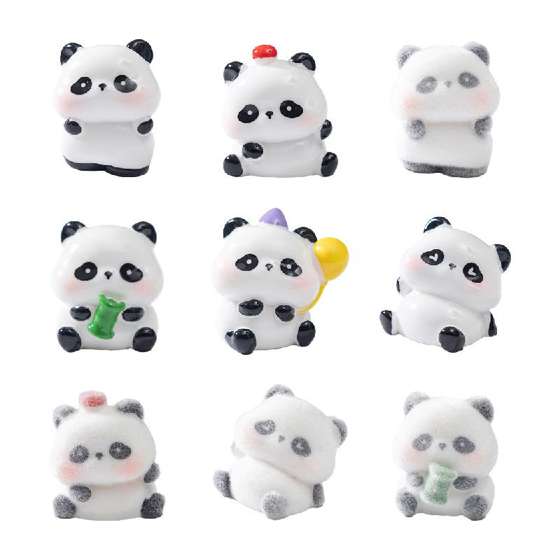 微景观创意可爱植绒公仔肉肉小熊猫萌粒 DIY装饰品配件迷你小摆件