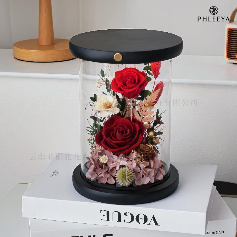 Đèn ngủ lồng kính hoa hồng vĩnh cửu quà sinh nhật Valentine (HK-25)