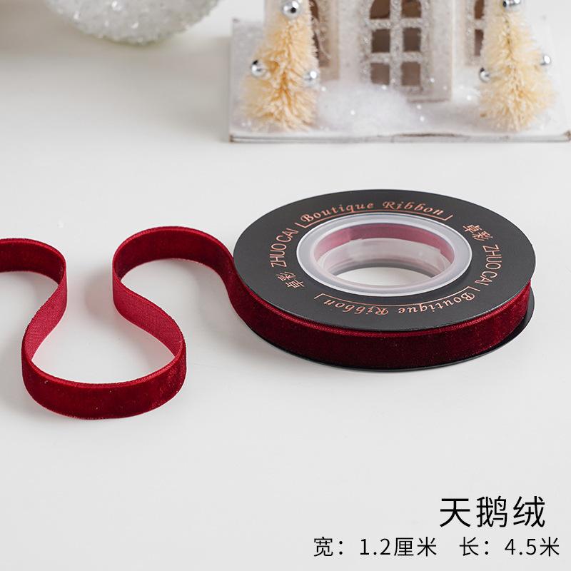 Ruy băng đỏ rượu vang, dây lụa nhung cao cấp, gói quà, buộc hoa, trang trí Noel sang trọng và tinh tế
