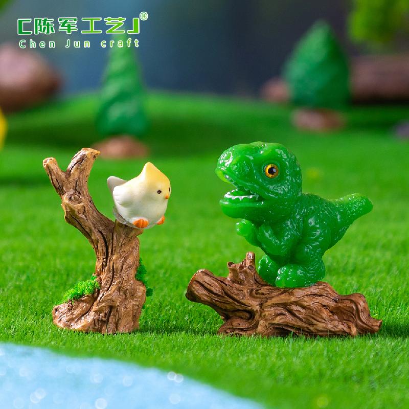 跨境新品微景观创意写实恐龙树桩园艺造景 DIY装饰配件迷你小摆件