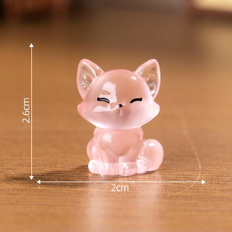 微景观创意夜光小狐狸动物盲袋配件 DIY装饰品配件迷你树脂小摆件