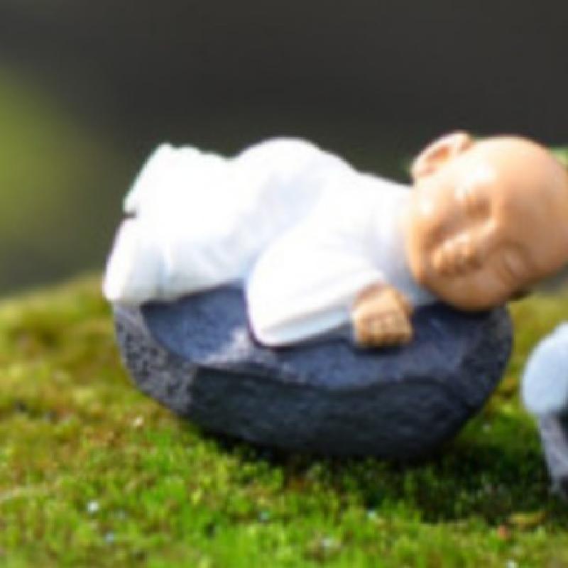 微景观摆件  卡通小和尚  苔藓多肉摆件   DIY组装工艺树脂小摆件