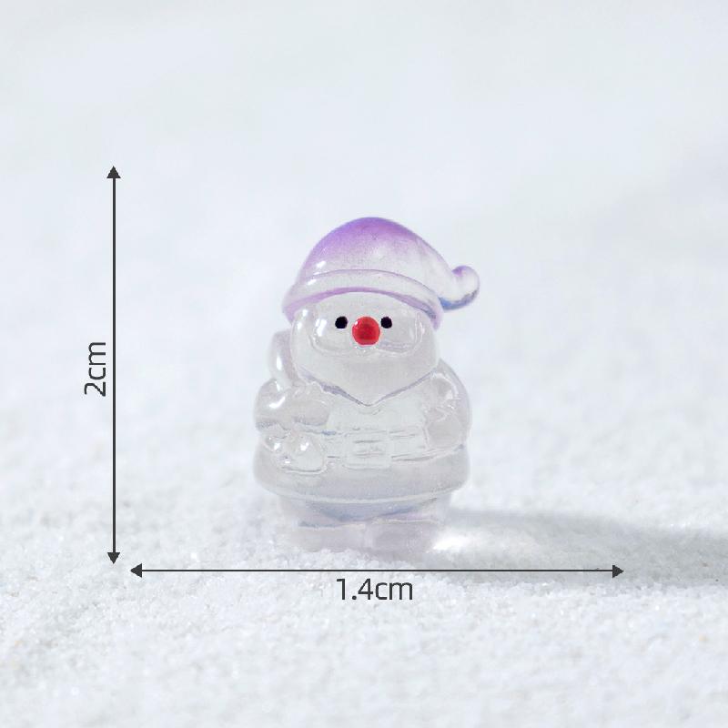 微景观创意夜光圣诞老人萌粒造雪景 DIY装饰品配件迷你树脂小摆件