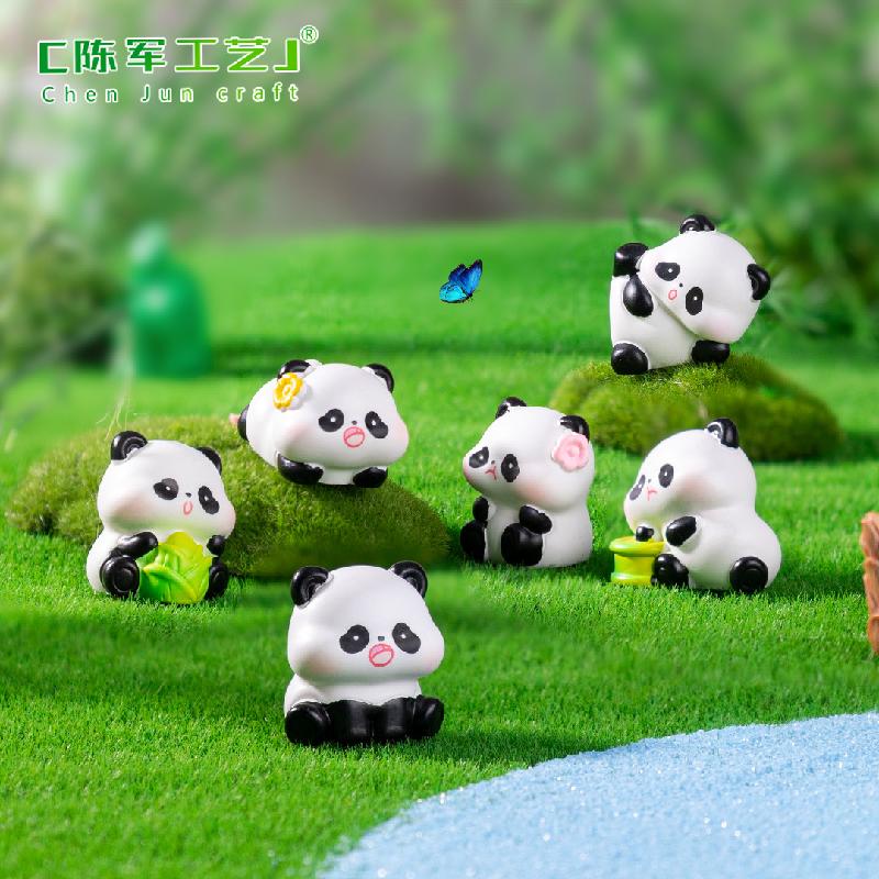 微景观创意可爱熊猫公仔园艺造景 DIY装饰品挂配件迷你桌面小摆件