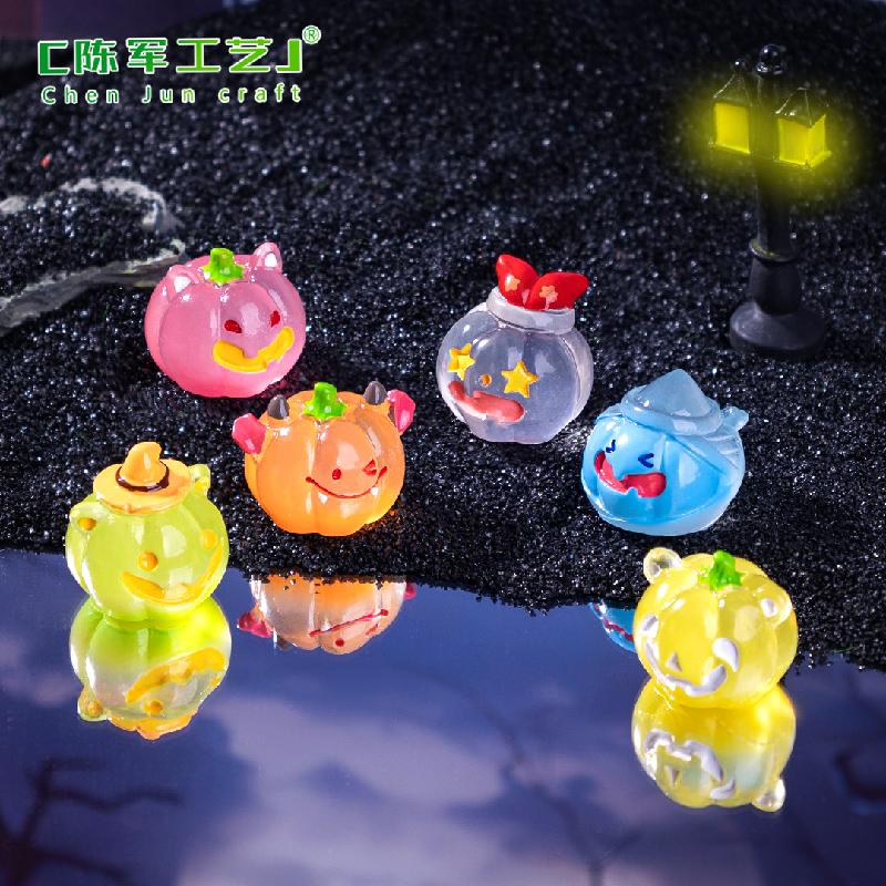 跨境微景观创意夜光万圣节小南瓜萌粒 DIY装饰品挂配件迷你小摆件