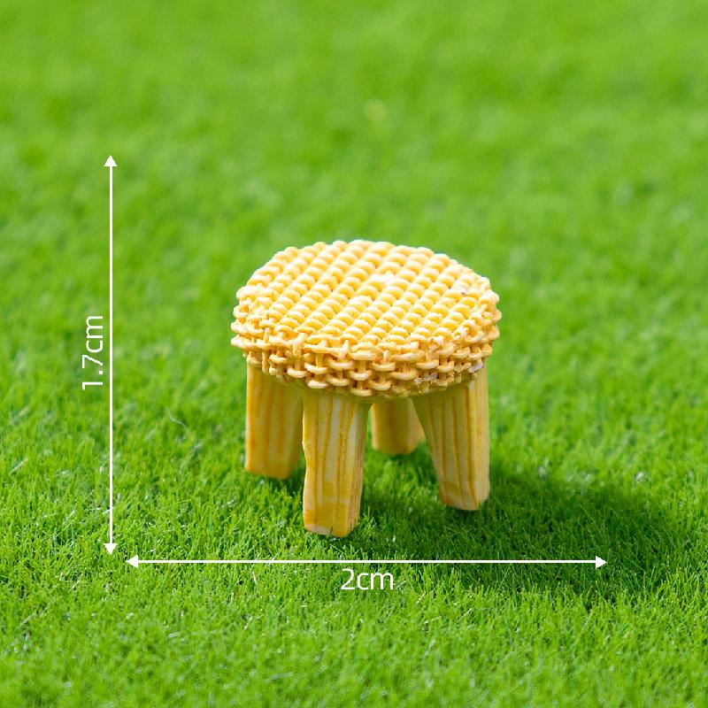 微景观创意仿真竹编椅子桌子家具娃屋 DIY装饰配件迷你树脂小摆件