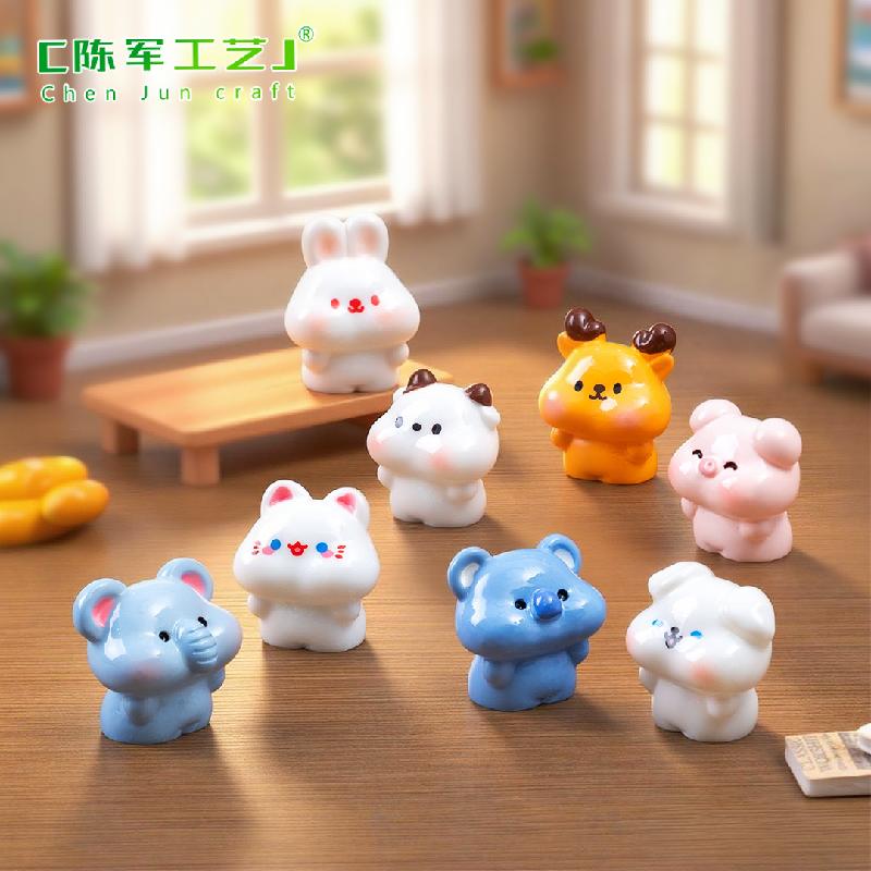 微景观创意豆丁小动物小猪猫咪萌粒公仔 DIY装饰品配件迷你小摆件