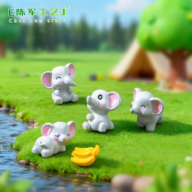 Tiểu cảnh voi đáng yêu, phụ kiện trang trí bàn làm việc (ZC-265)