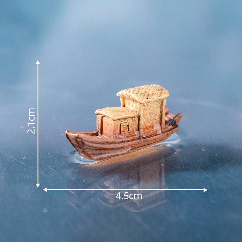 微景观创意船舶小船乌篷船古风造景 DIY装饰品配件迷你树脂小摆件