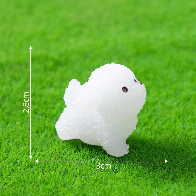 微景观创意夜光卷毛小狗公仔园艺造景 DIY装饰配件迷你桌面小摆件