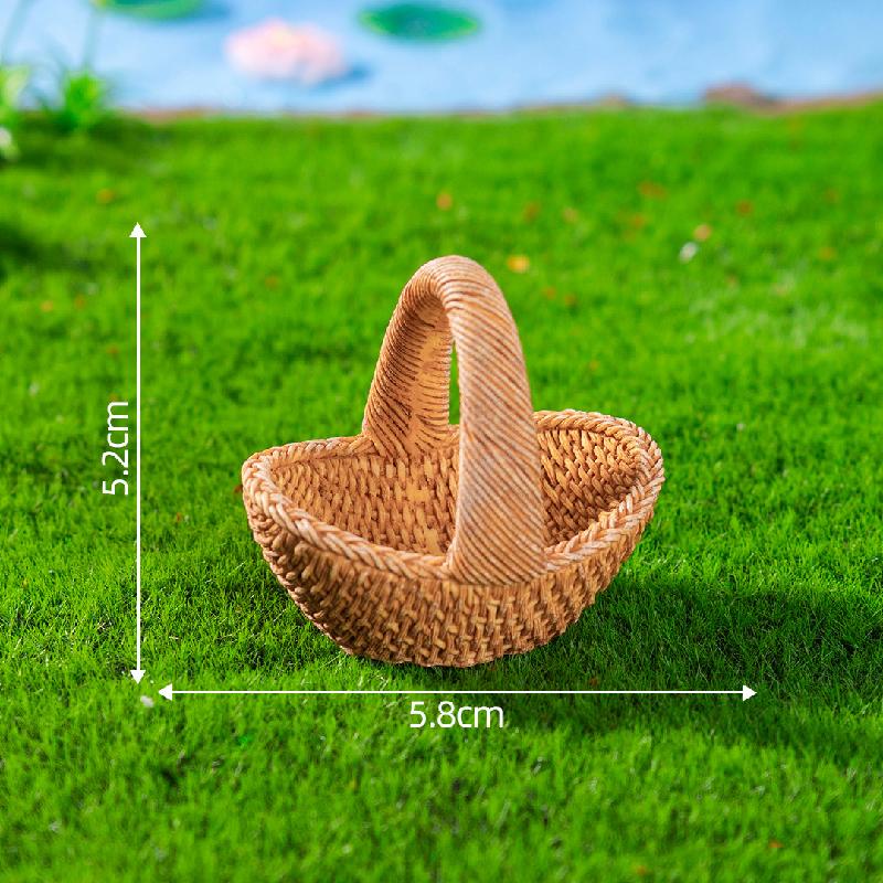 微景观创意仿真竹编篮子竹筐模型造景 DIY装饰配件微缩迷你小摆件