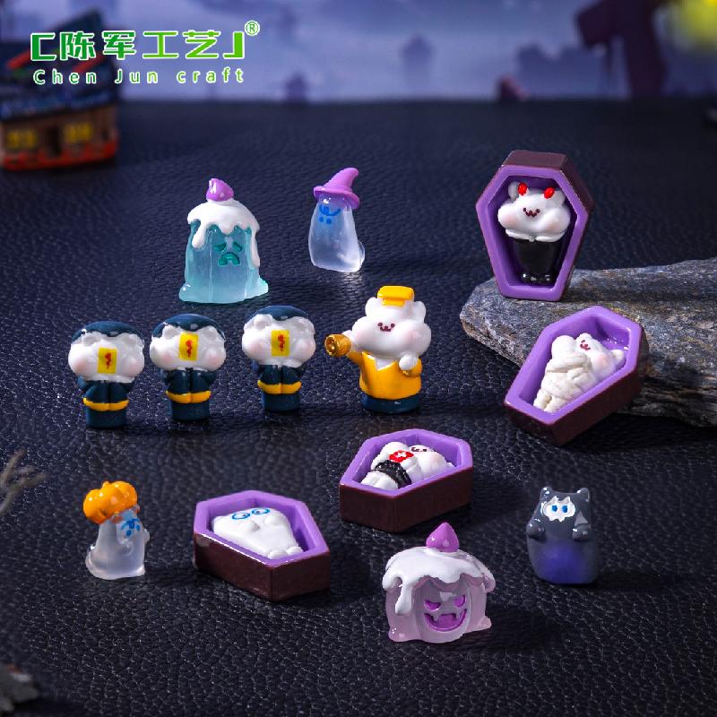 跨境新品微景观棺材僵尸萌粒万圣节造景 DIY装饰品配件迷你小摆件
