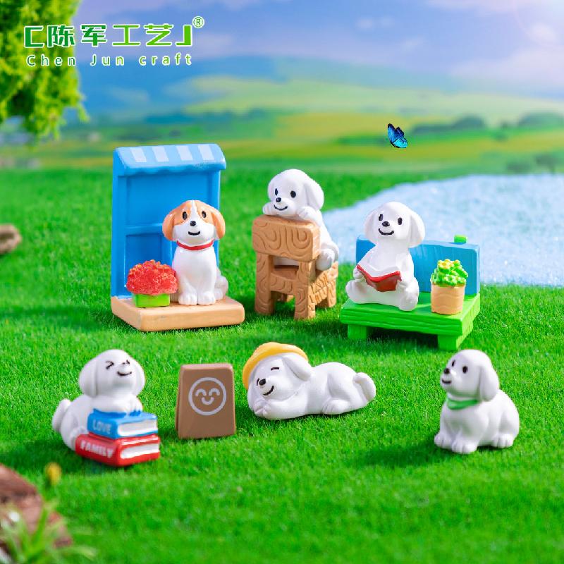 Tiểu cảnh chó lướt sóng, sân vườn DIY, phụ kiện xe hơi tiểu cảnh mini dễ thương (ZC-545)