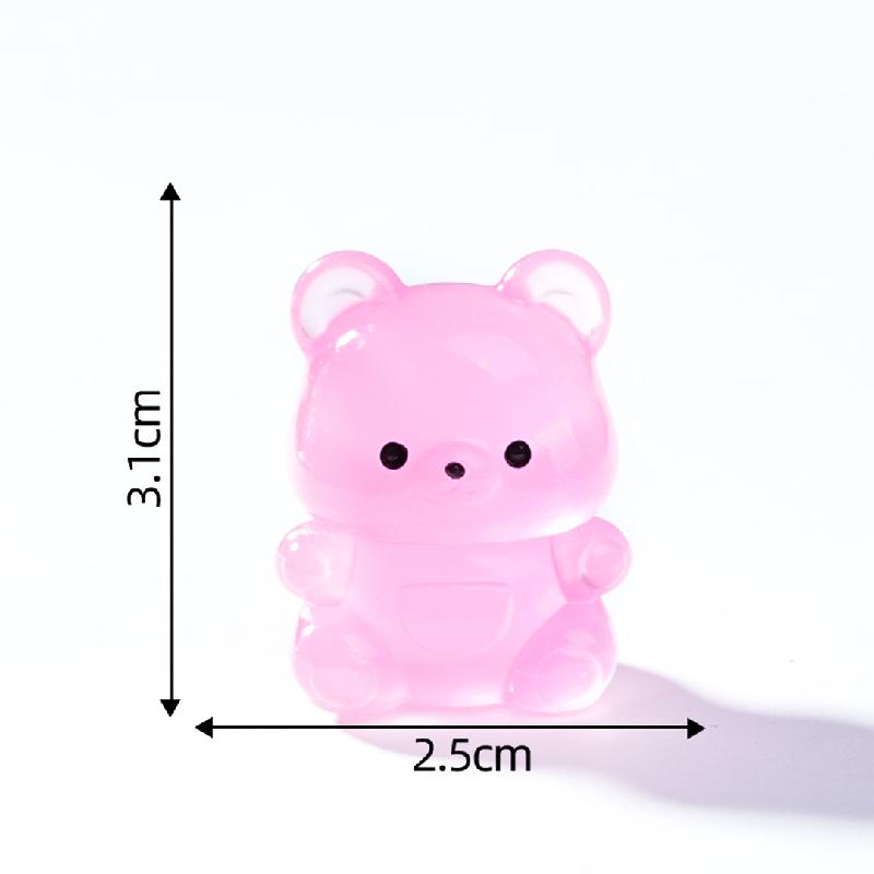 微景观创意可爱卡通透色夜光小熊 DIY装饰品挂配件迷你桌面小摆件