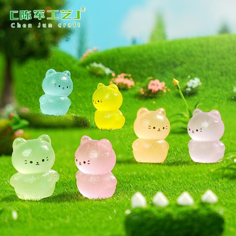 微景观创意夜光猫猫萌粒公仔园艺造景 DIY装饰品挂配件迷你小摆件