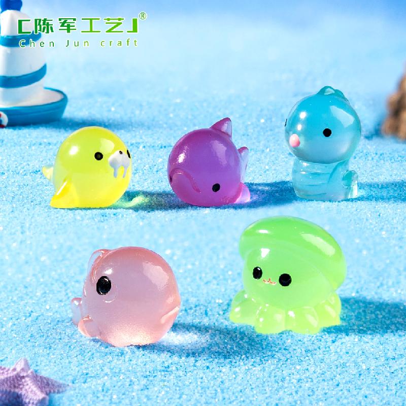 微景观创意夜光鲨鱼海洋动物生态瓶 DIY装饰品配件迷你桌面小摆件